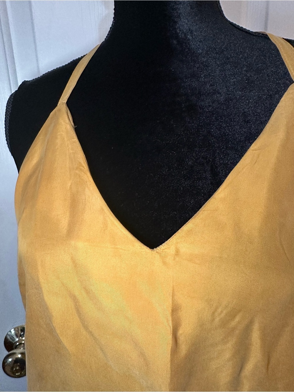 Lovestitch Cupro Halter Tie Back Dress Medium Mustard Gold Resort Vacation - Picture 7 of 14
